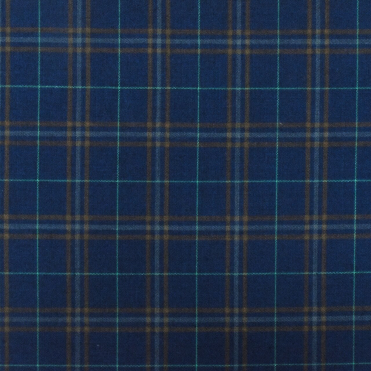New Navy-Brown-Multi Plaid Wool Polyester Woven Suiting Fabric By the Yard